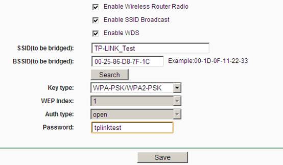 Прописка параметров WDS-сети в роутерах TP-Link