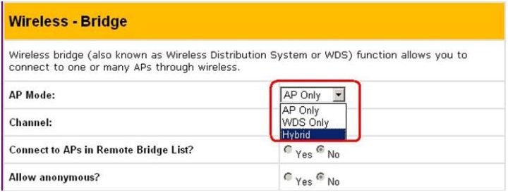 Включение гибридного режима ТД WL550gE