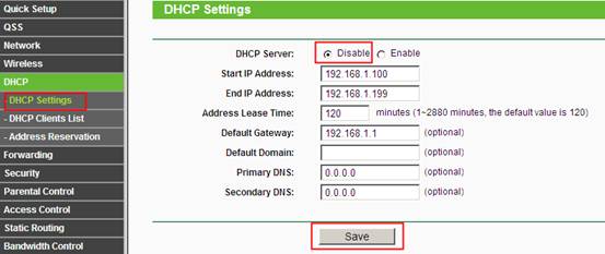 Выключение DHCP при создании WDS-сети в роутере TP-Link